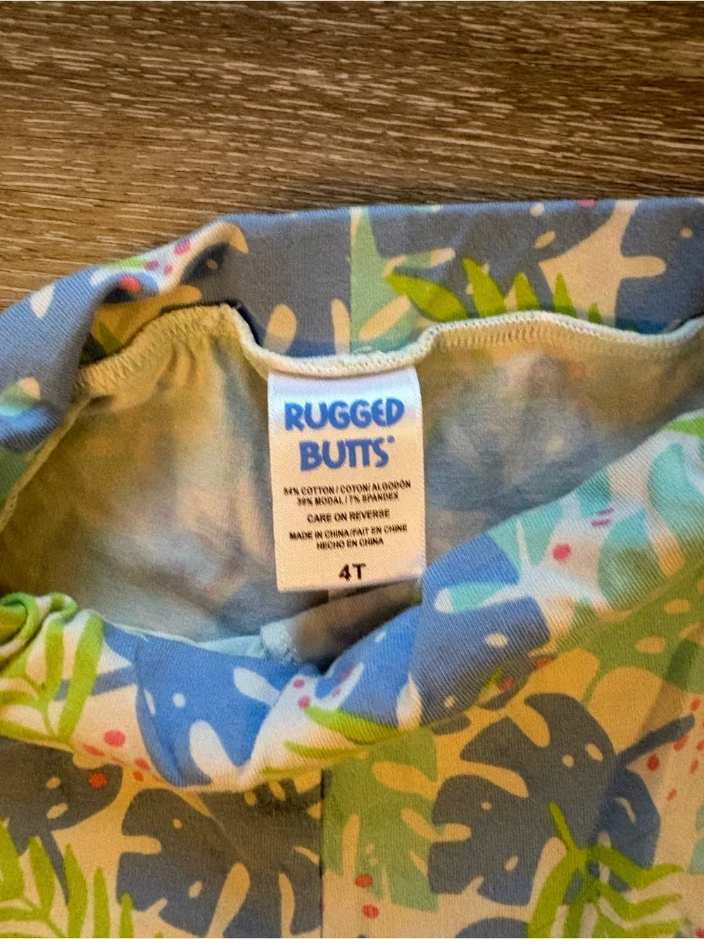 Rugged Butts Toddler Leaf-Print Shorts in Blue & Green